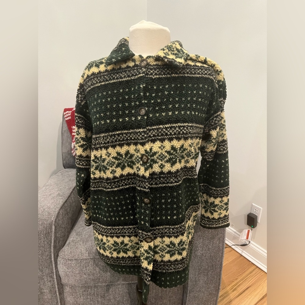 Palmetto’s vintage button up‎ crop fleece sweater size medium